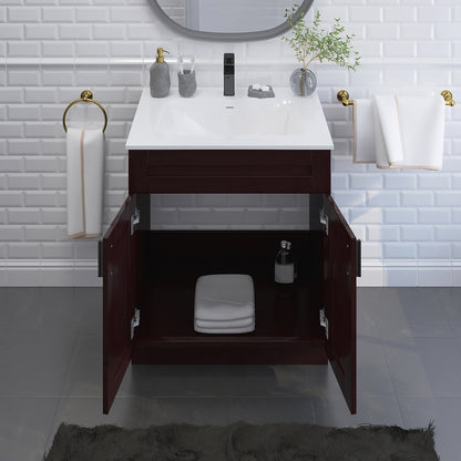 RTA Espresso Shaker 30" Freestanding Bathroom Vanity Sink Base with Optional Quartz or Ceramic Countertop