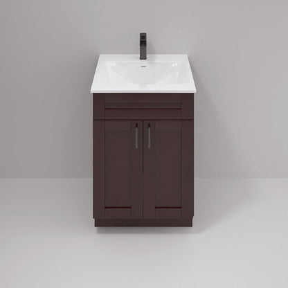 RTA Espresso Shaker 24" Freestanding Bathroom Vanity Sink Base with Optional Quartz or Ceramic Countertop