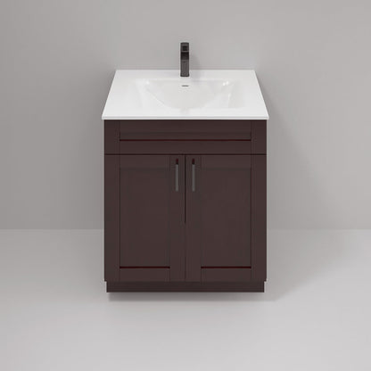 RTA Espresso Shaker 30" Freestanding Bathroom Vanity Sink Base with Optional Quartz or Ceramic Countertop