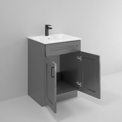 RTA Dark Grey Shaker 24" Freestanding Bathroom Vanity Sink Base with Optional Quartz or Ceramic Countertop