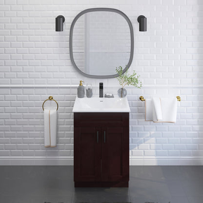 RTA Espresso Shaker 24" Freestanding Bathroom Vanity Sink Base with Optional Quartz or Ceramic Countertop