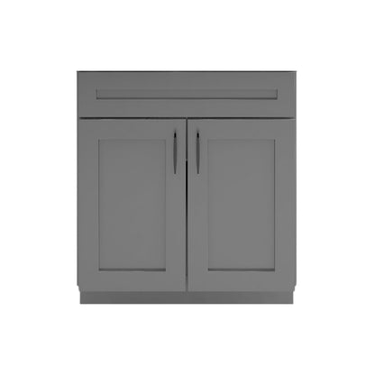 RTA Dark Grey Shaker 30" Freestanding Bathroom Vanity Sink Base with Optional Quartz or Ceramic Countertop
