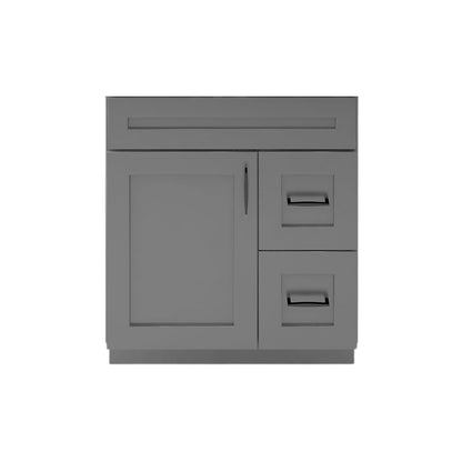 RTA Dark Grey Shaker 30" Freestanding Bathroom Vanity Combo Base with Optional Quartz or Ceramic Countertop