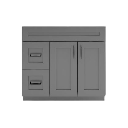 RTA Dark Grey Shaker 36" Freestanding Bathroom Vanity Combo Base with Optional Quartz or Ceramic Countertop