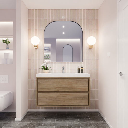 Sage 42" Wall Mounted Bathroom Vanity with Reinforced Acrylic Integrated Sink Top