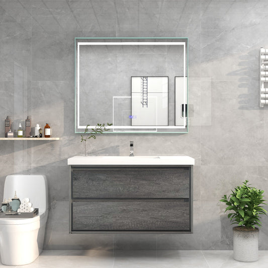 Sage 42" Wall Mounted Bathroom Vanity with Reinforced Acrylic Integrated Sink Top
