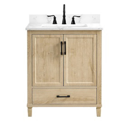 Aldrin 30" Freestanding Bathroom Vanity with Carrara White Engineered Stone Top and Vitreous China Undermount Sink