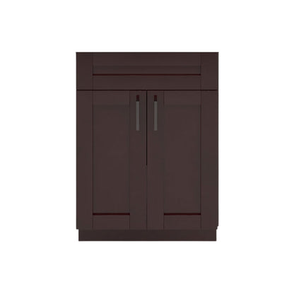 RTA Espresso Shaker 24" Freestanding Bathroom Vanity Sink Base with Optional Quartz or Ceramic Countertop