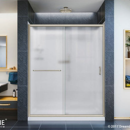 Infinity-Z Semi-Frameless Single Sliding Shower Door Kit with Diamond Style Wall and White Shower Base Pan and Center Drain