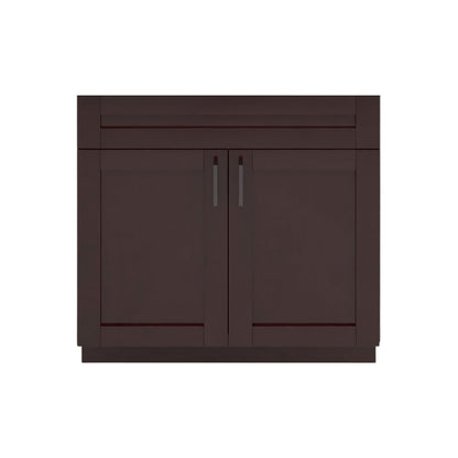 RTA Espresso Shaker 36" Freestanding Bathroom Vanity Sink Base with Optional Quartz or Ceramic Countertop