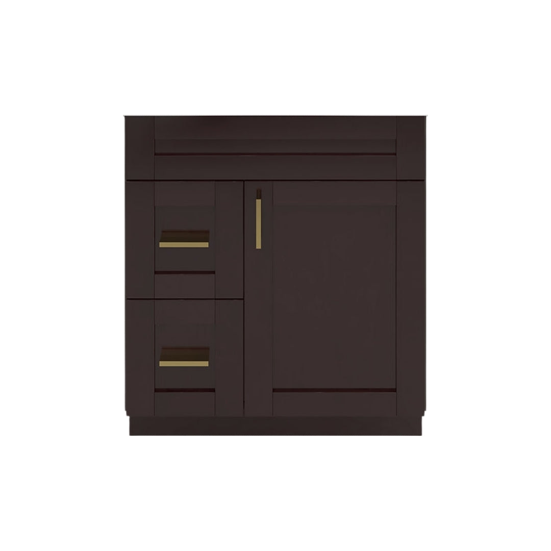 RTA Espresso Shaker 30" Freestanding Bathroom Vanity Combo Base with Optional Quartz or Ceramic Countertop