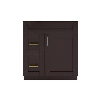 RTA Espresso Shaker 30" Freestanding Bathroom Vanity Combo Base with Optional Quartz or Ceramic Countertop