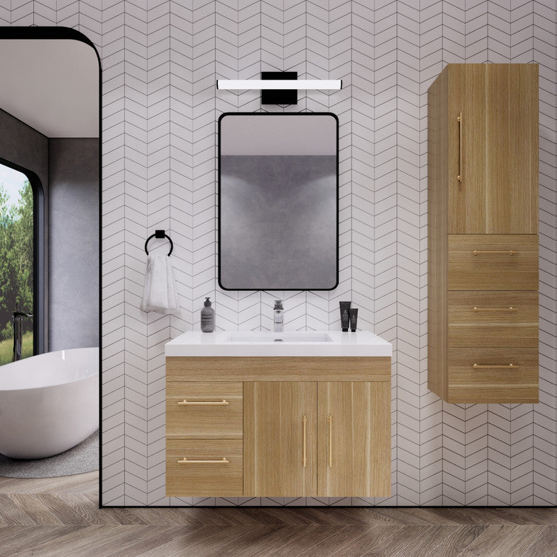 Elsa 36" Wall Mounted Bathroom Vanity with Reinforced Acrylic Integrated Sink Top