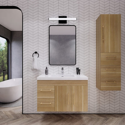 Elsa 36" Wall Mounted Bathroom Vanity with Reinforced Acrylic Integrated Sink Top