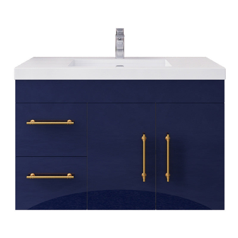 Elsa 36" Wall Mounted Bathroom Vanity with Reinforced Acrylic Integrated Sink Top