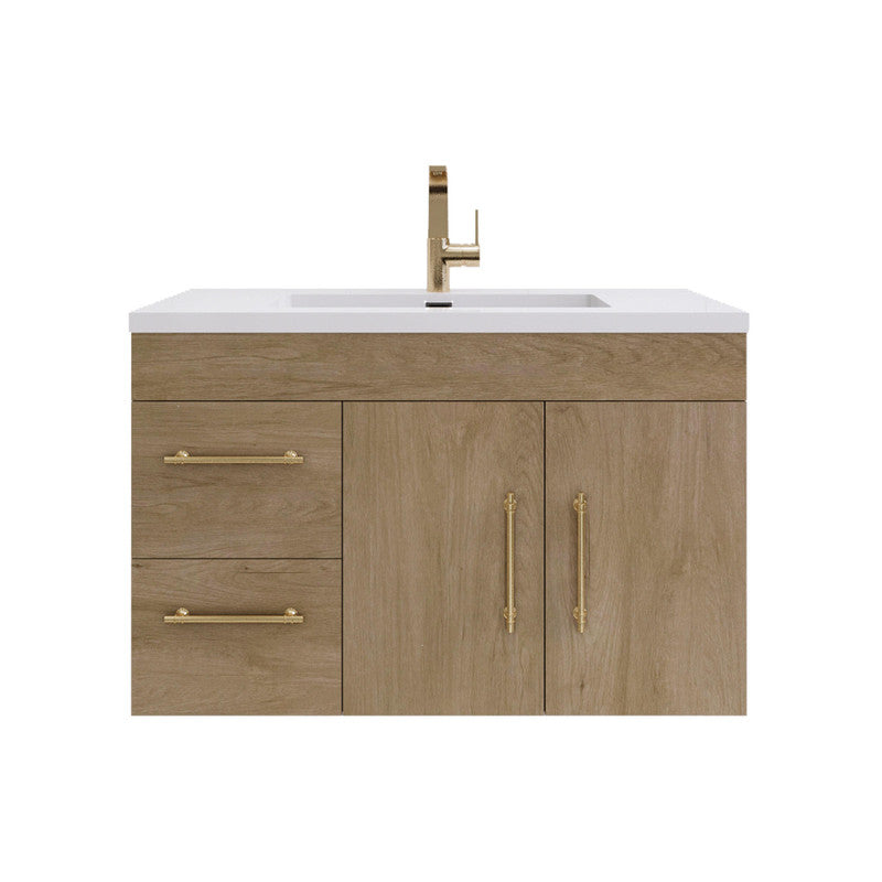 Elsa 36" Wall Mounted Bathroom Vanity with Reinforced Acrylic Integrated Sink Top