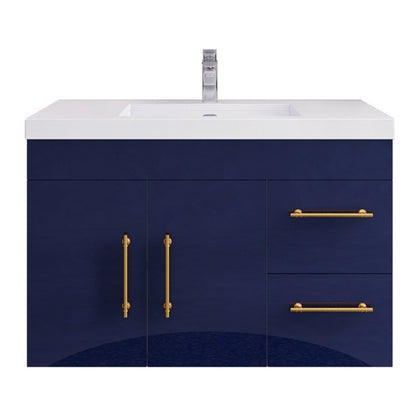Elsa 36" Wall Mounted Bathroom Vanity with Reinforced Acrylic Integrated Sink Top