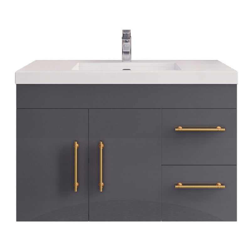 Elsa 36" Wall Mounted Bathroom Vanity with Reinforced Acrylic Integrated Sink Top