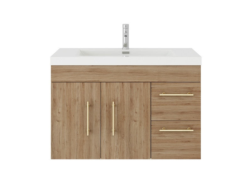 Elsa 36" Wall Mounted Bathroom Vanity with Reinforced Acrylic Integrated Sink Top