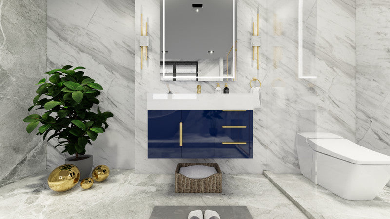 Bethany 36" Wall Mounted Bathroom Vanity with Reinforced Acrylic Integrated Sink Top