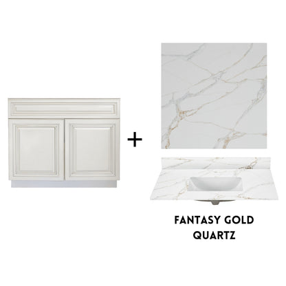 RTA Antique White Raised Panel 36" Freestanding Bathroom Vanity Sink Base with Optional Quartz or Ceramic Countertop