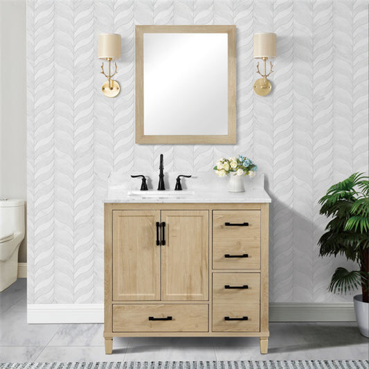 Aldrin 36" Freestanding Bathroom Vanity with Carrara White Engineered Stone Top and Vitreous China Undermount Sink