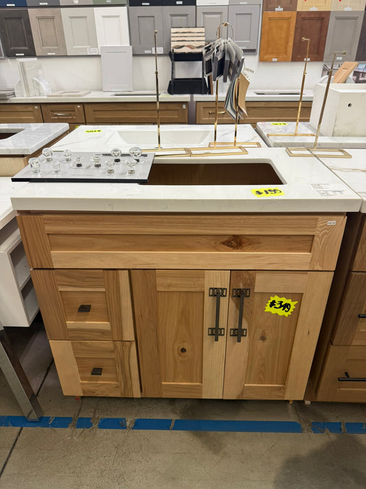 [CLEARANCE] 36" Hickory Shaker Vanity Drawer Left [BASE ONLY]