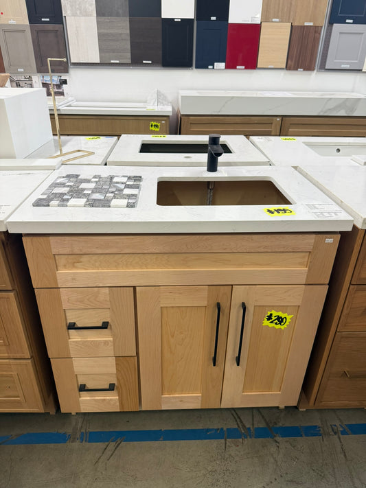 [CLEARANCE] 36" Maple Shaker Vanity Drawer Left [BASE ONLY]