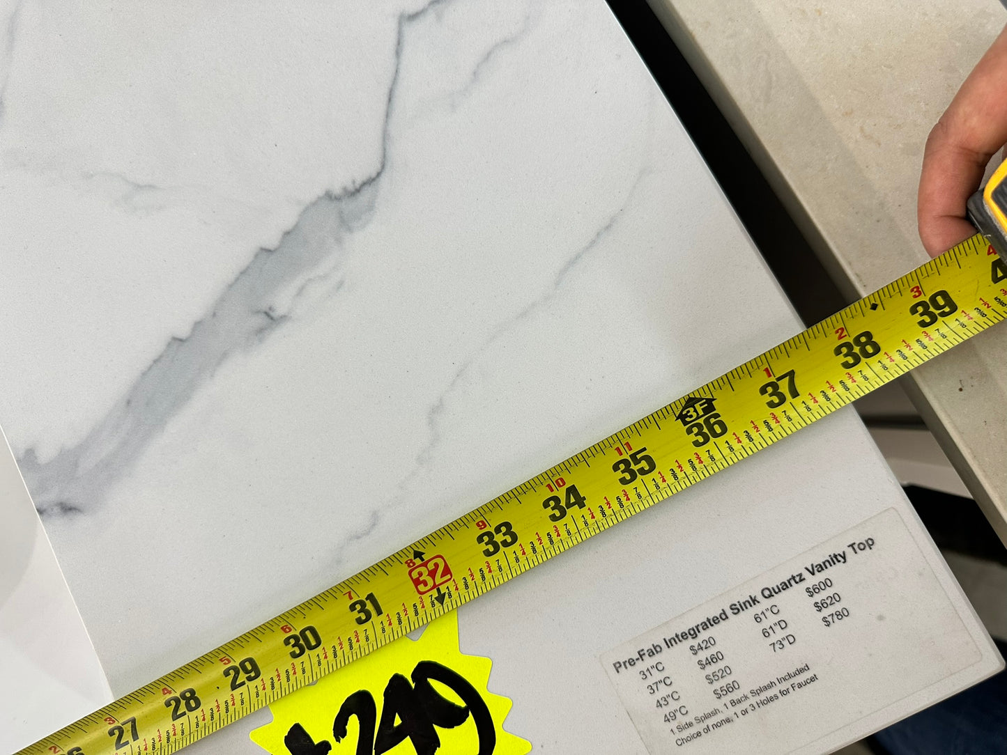 [CLEARANCE] 36" Center Calacatta White Integrated Quartz Vanity Top