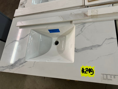 [CLEARANCE] 36" Center Calacatta White Integrated Quartz Vanity Top