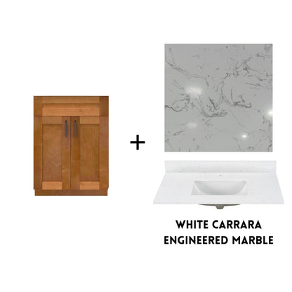 RTA Maple Shaker 24" Freestanding Bathroom Vanity Sink Base with Optional Quartz or Ceramic Countertop