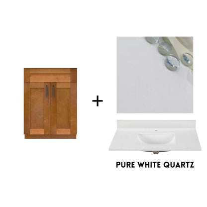 RTA Maple Shaker 24" Freestanding Bathroom Vanity Sink Base with Optional Quartz or Ceramic Countertop