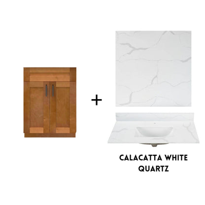 RTA Maple Shaker 24" Freestanding Bathroom Vanity Sink Base with Optional Quartz or Ceramic Countertop