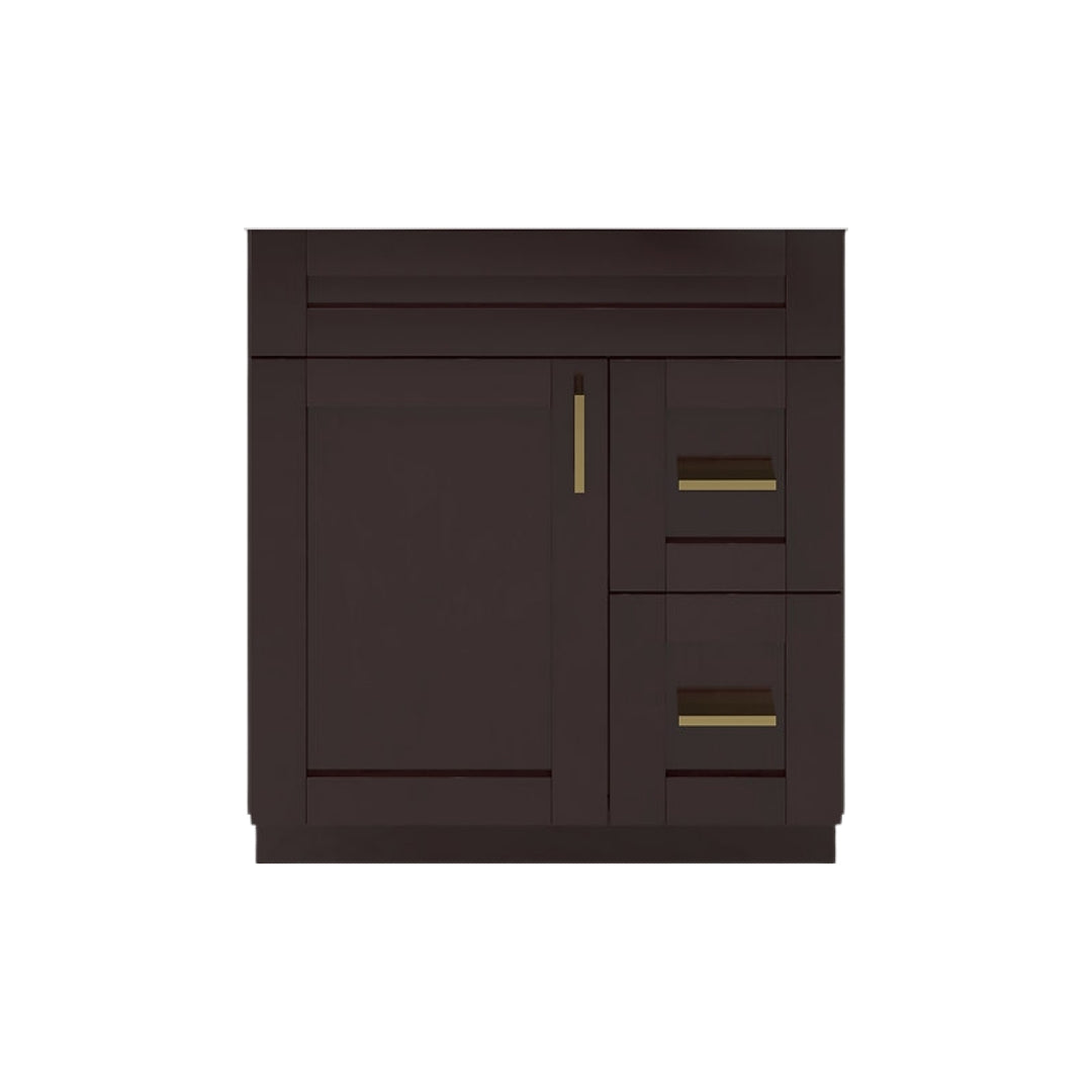 RTA Espresso Shaker 30" Freestanding Bathroom Vanity Combo Base with Optional Quartz or Ceramic Countertop
