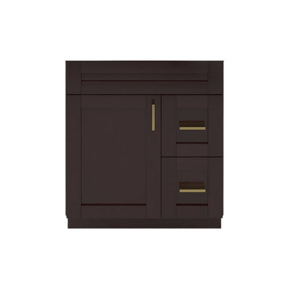 RTA Espresso Shaker 30" Freestanding Bathroom Vanity Combo Base with Optional Quartz or Ceramic Countertop