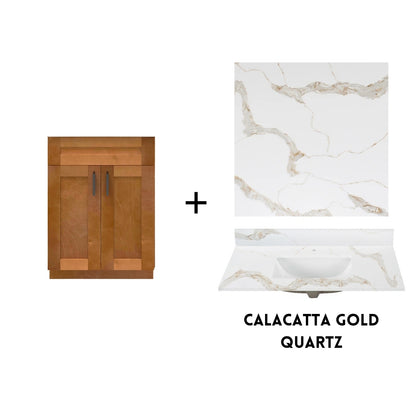 RTA Maple Shaker 24" Freestanding Bathroom Vanity Sink Base with Optional Quartz or Ceramic Countertop