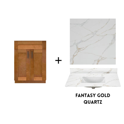 RTA Maple Shaker 24" Freestanding Bathroom Vanity Sink Base with Optional Quartz or Ceramic Countertop