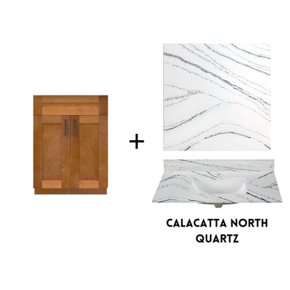 RTA Maple Shaker 24" Freestanding Bathroom Vanity Sink Base with Optional Quartz or Ceramic Countertop