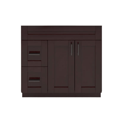 RTA Espresso Shaker 36" Freestanding Bathroom Vanity Combo Base with Optional Quartz or Ceramic Countertop