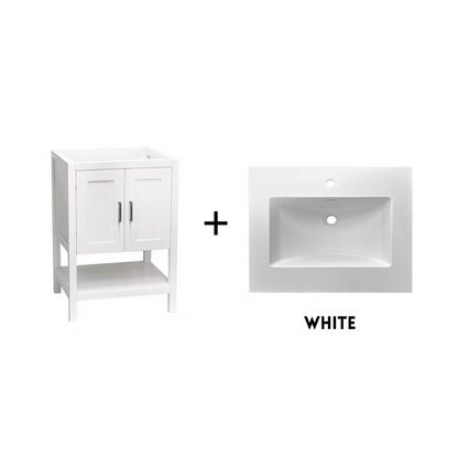 Monterey 24" Freestanding Bathroom Vanity with Solid Surface Integrated Sink Top