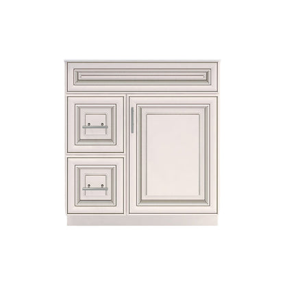 RTA Antique White Raised Panel 30" Freestanding Bathroom Vanity Combo Base with Optional Quartz or Ceramic Countertop