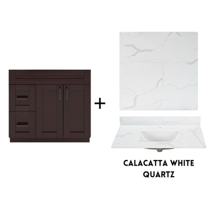 RTA Espresso Shaker 36" Freestanding Bathroom Vanity Combo Base with Optional Quartz or Ceramic Countertop