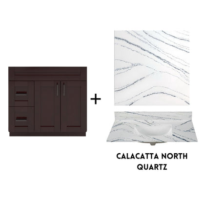 RTA Espresso Shaker 36" Freestanding Bathroom Vanity Combo Base with Optional Quartz or Ceramic Countertop