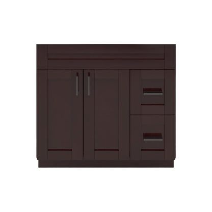 RTA Espresso Shaker 36" Freestanding Bathroom Vanity Combo Base with Optional Quartz or Ceramic Countertop