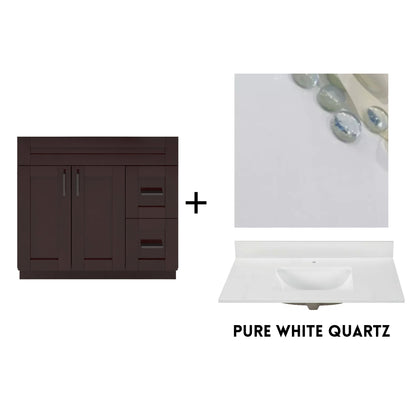 RTA Espresso Shaker 36" Freestanding Bathroom Vanity Combo Base with Optional Quartz or Ceramic Countertop