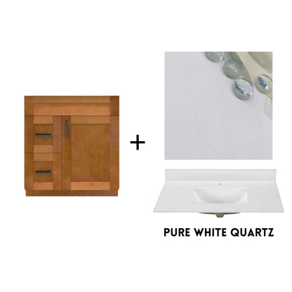 RTA Maple Shaker 30" Freestanding Bathroom Vanity Combo Base with Optional Quartz or Ceramic Countertop