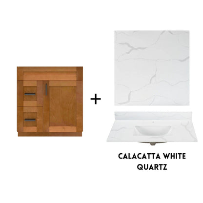 RTA Maple Shaker 30" Freestanding Bathroom Vanity Combo Base with Optional Quartz or Ceramic Countertop