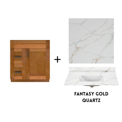 RTA Maple Shaker 30" Freestanding Bathroom Vanity Combo Base with Optional Quartz or Ceramic Countertop