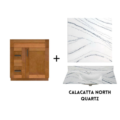 RTA Maple Shaker 30" Freestanding Bathroom Vanity Combo Base with Optional Quartz or Ceramic Countertop
