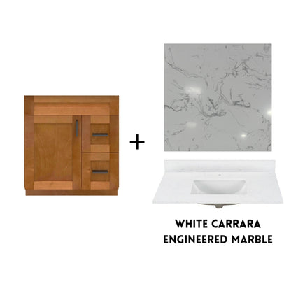 RTA Maple Shaker 30" Freestanding Bathroom Vanity Combo Base with Optional Quartz or Ceramic Countertop
